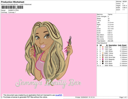 Sammys Embroidery File 4 size