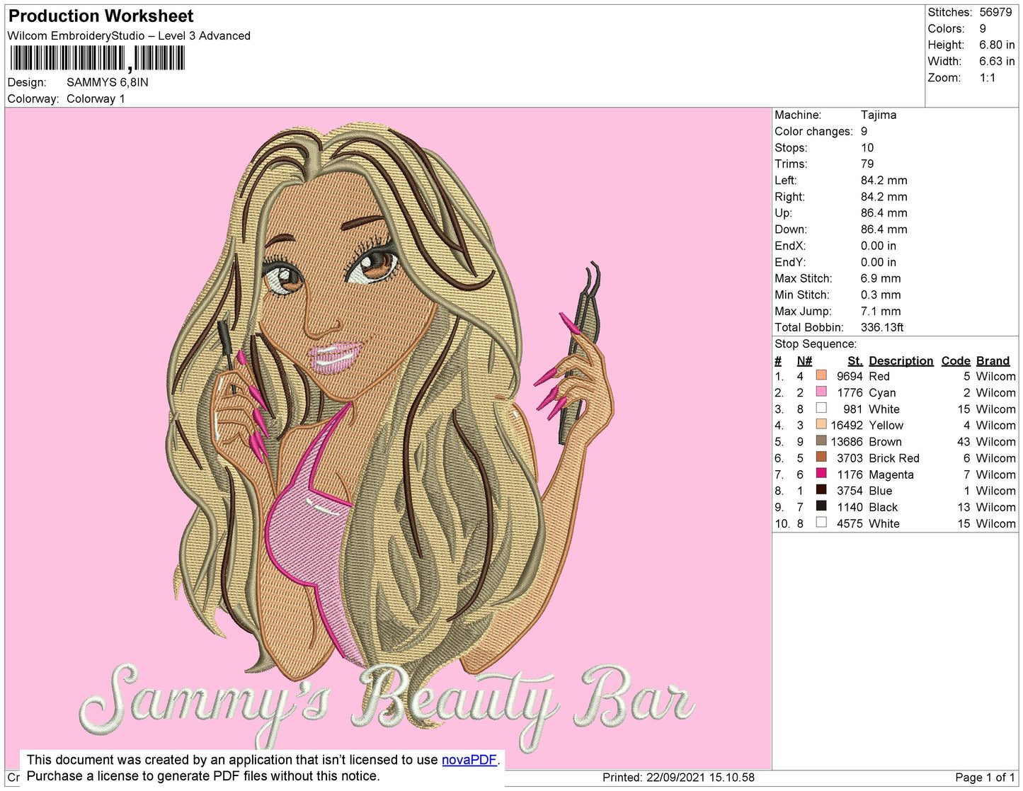 Sammys Embroidery File 4 size