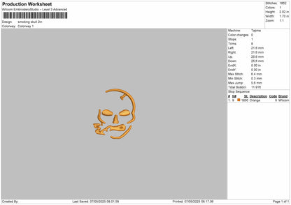 Smoking Skull Embroidery Files
