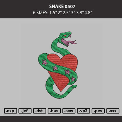 Snake 0507 Embroidery Machine Design File 6 sizes