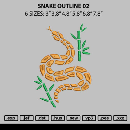 Snake Outline 02 Embroidery File 6 sizes