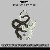 Snakes Embroidery File 4 size