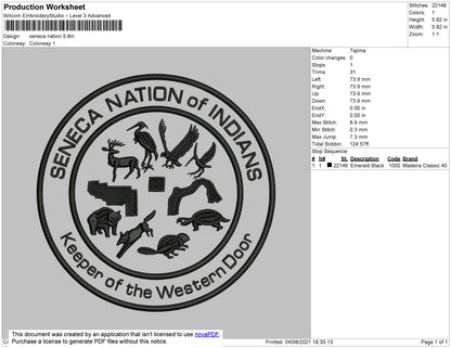 Seneca Nation Embroidery File 4 size