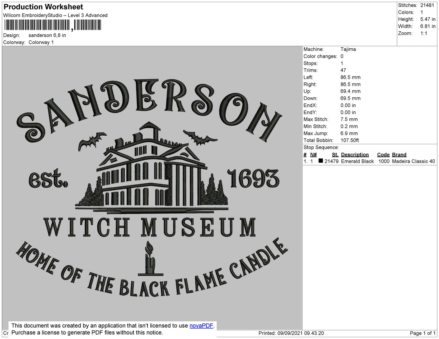 Sanderson Embroidery File 8 size