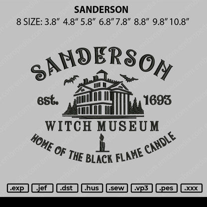 Sanderson Embroidery File 8 size
