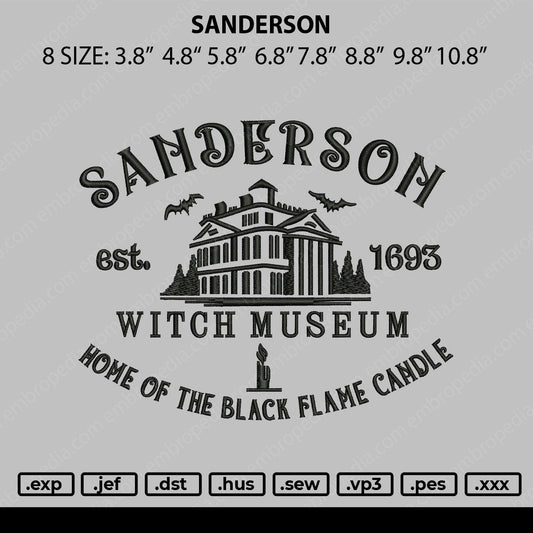 Sanderson Embroidery File 8 size