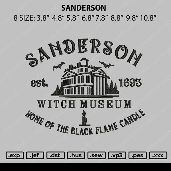 Sanderson Embroidery File 8 size
