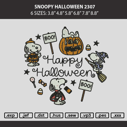 Snoopy Halloween 2307 Embroidery Machine Design File 6 sizes