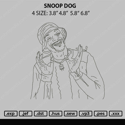 Snoop Dog Embroidery File 4 size