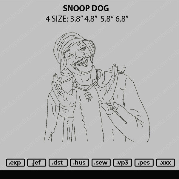 Snoop Dog Embroidery File 4 size