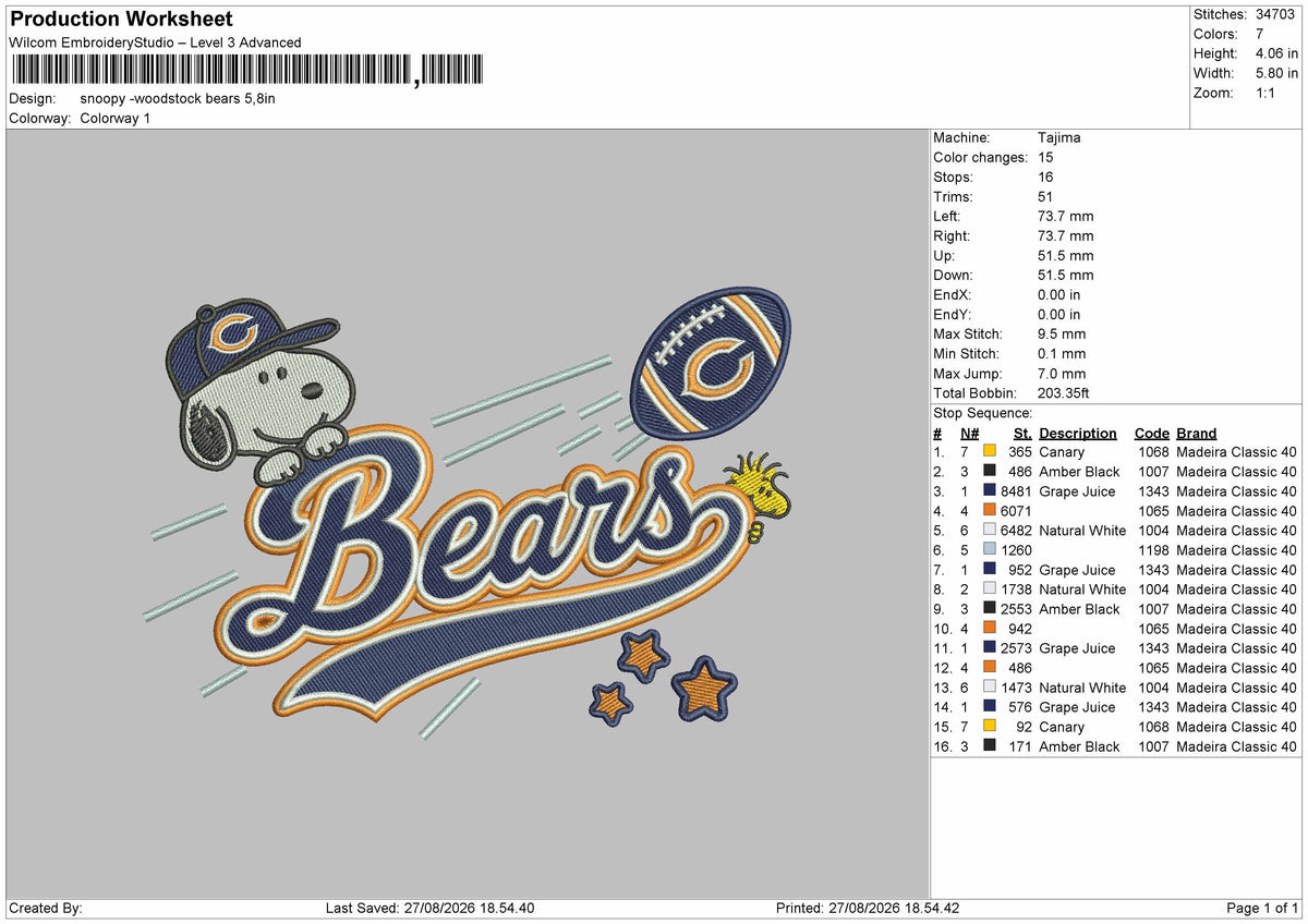 Snoopy Bears Embroidery Machine Design File