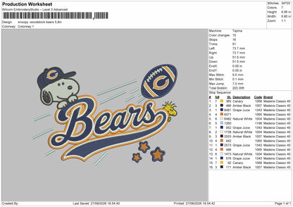 Snoopy Bears Embroidery Machine Design File