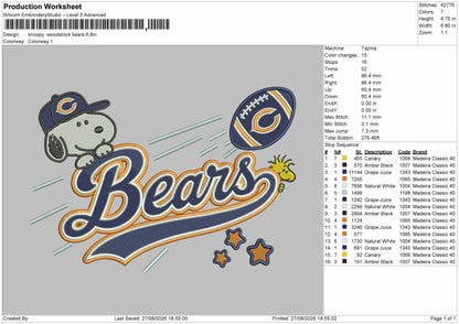 Snoopy Bears Embroidery Machine Design File