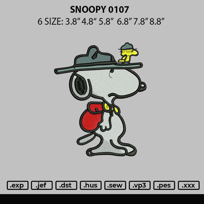 Snoopy 0107 Embroidery File 6 sizes