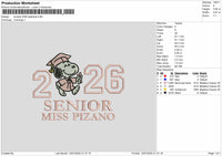 Snoopy 2026 Applique  Embroidery File Design