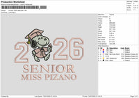 Snoopy 2026 Applique  Embroidery File Design