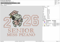 Snoopy 2026 Applique  Embroidery File Design