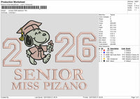 Snoopy 2026 Applique  Embroidery File Design