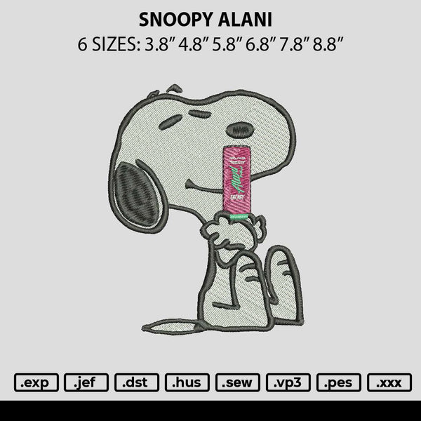 Snoopy Alani Embroidery File 6 sizes