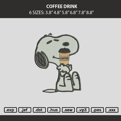 Coffee Drink Embroidery Machine Design File 6 sizes