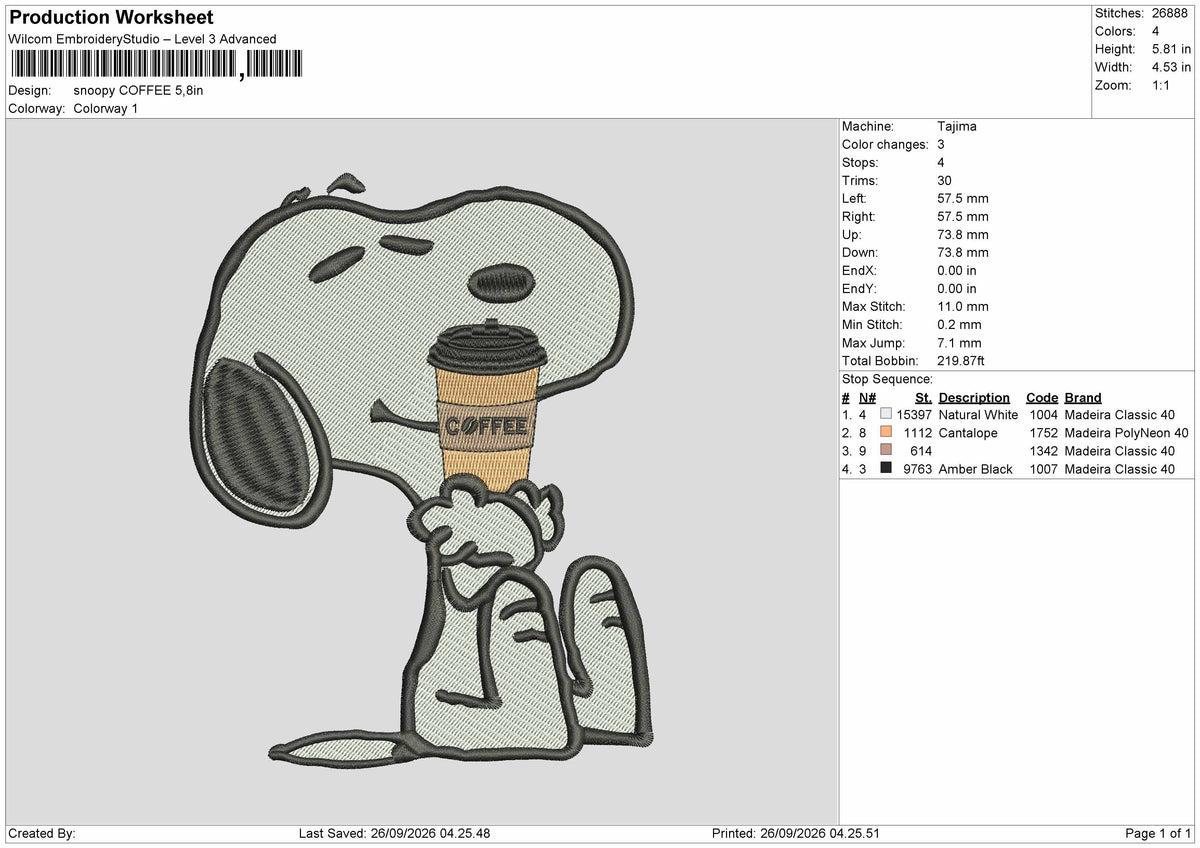 Coffee Drink Embroidery Machine Design File 6 sizes