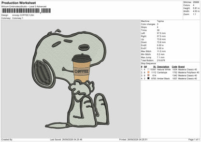 Coffee Drink Embroidery Machine Design File 6 sizes