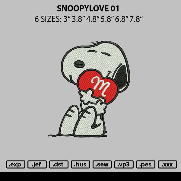 Snoopylove 01 Embroidery File 6 sizes