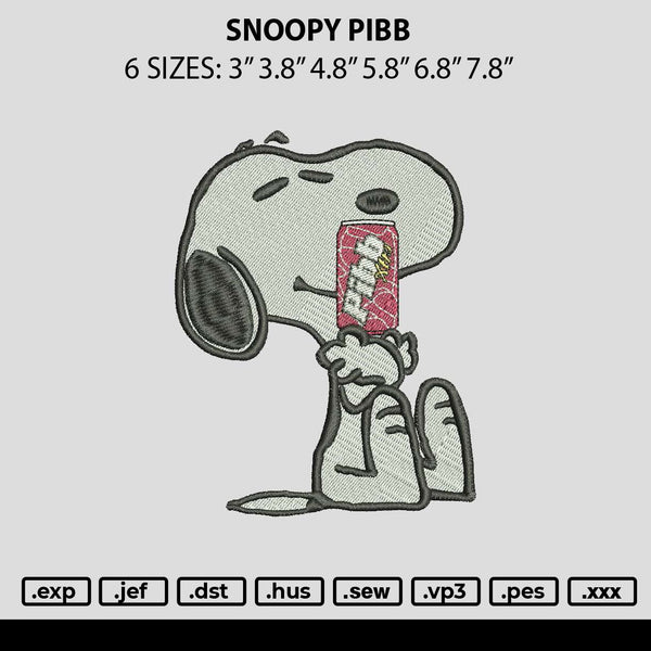 Snoopy Pibb Embroidery File 6 sizes