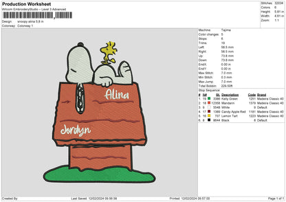 Snoopy1202b Embroidery File 6 sizes