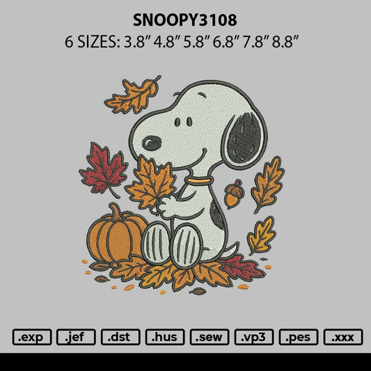 Snoopy3108 Embroidery File 6 sizes