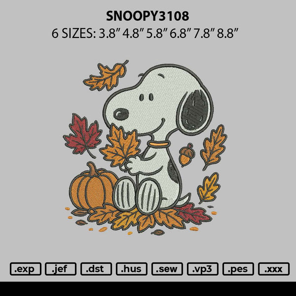 Snoopy3108 Embroidery File 6 sizes