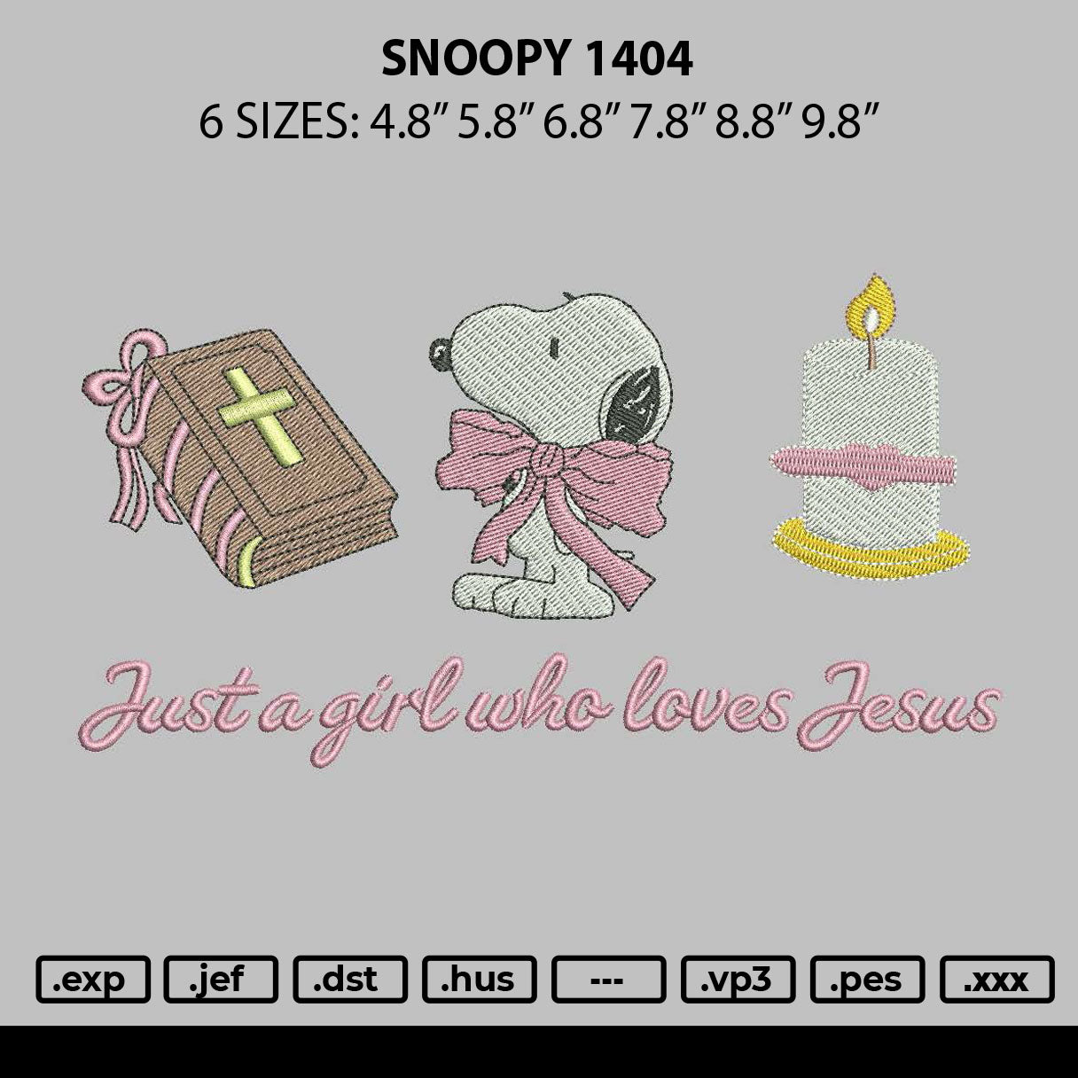Snoopy 1404 Embroidery File 6 Sizes