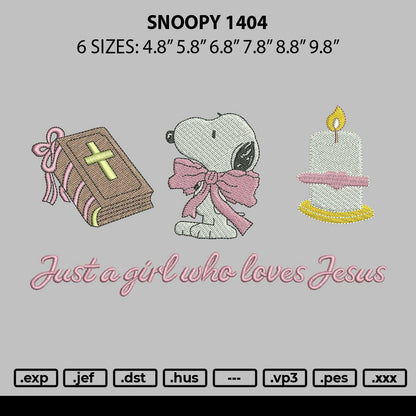 Snoopy 1404 Embroidery File 6 Sizes