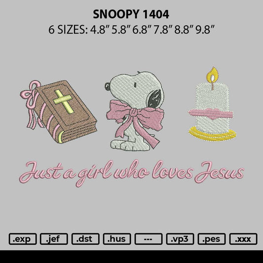 Snoopy 1404 Embroidery File 6 Sizes