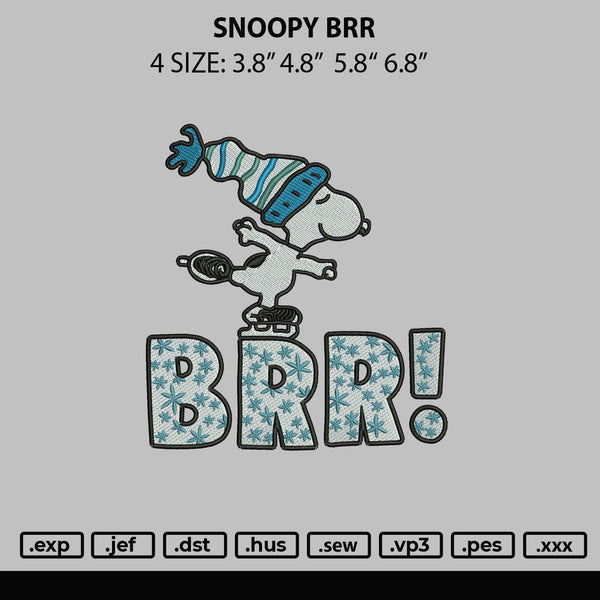 Snoopy Brr Embroidery File 4 size