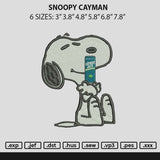 Snoopy Cayman Embroidery File 6 sizes