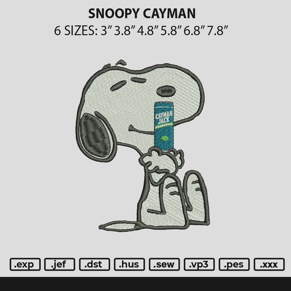 Snoopy Cayman Embroidery File 6 sizes