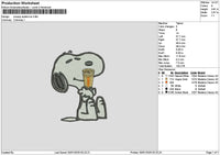 Snoopy Dunkin Embroidery File 6 sizes