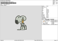Snoopy Dunkin Embroidery File 6 sizes