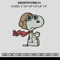 Snoopyflying 01 Embroidery File 6 sizes