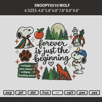 Snoopy0510 Wolf Embroidery Machine Design File 6 sizes