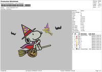 Snoopy Halloween 23 Embroidery File 6 sizes