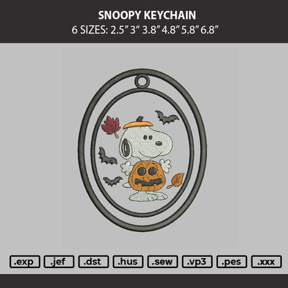 Snoopy Keychain Embroidery Machine Design File 6 sizes