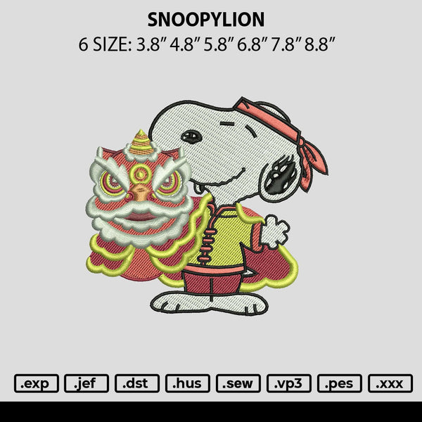 Snoopylion Embroidery File 6 sizes