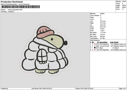 Snoopypink Embroidery File 6 sizes