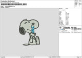 Snoopy Redbull Blue Embroidery File 6 sizes