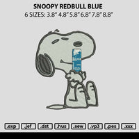 Snoopy Redbull Blue Embroidery File 6 sizes