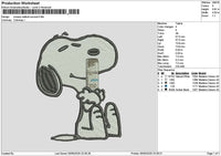 Snoopy Redbull Coconut Embroidery File 6 sizes