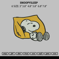 Snoopysleep Embroidery File 6 sizes