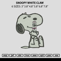 Snoopy White Claw Embroidery File 6 sizes